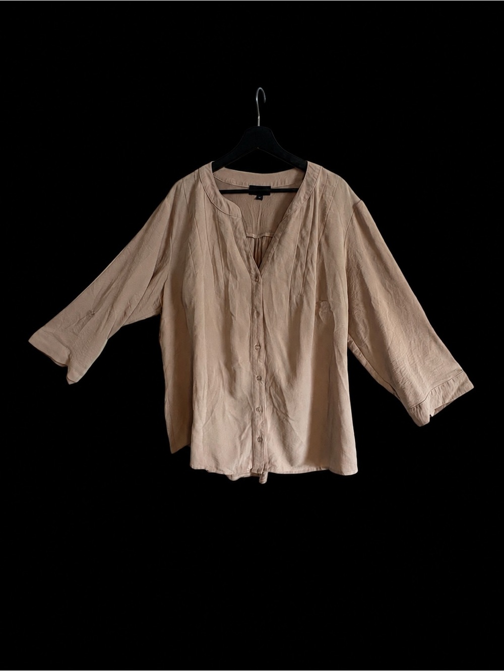 Fortune + Ivy light beige Button Front Blouse 3/4 Sleeve Plus Size 2X